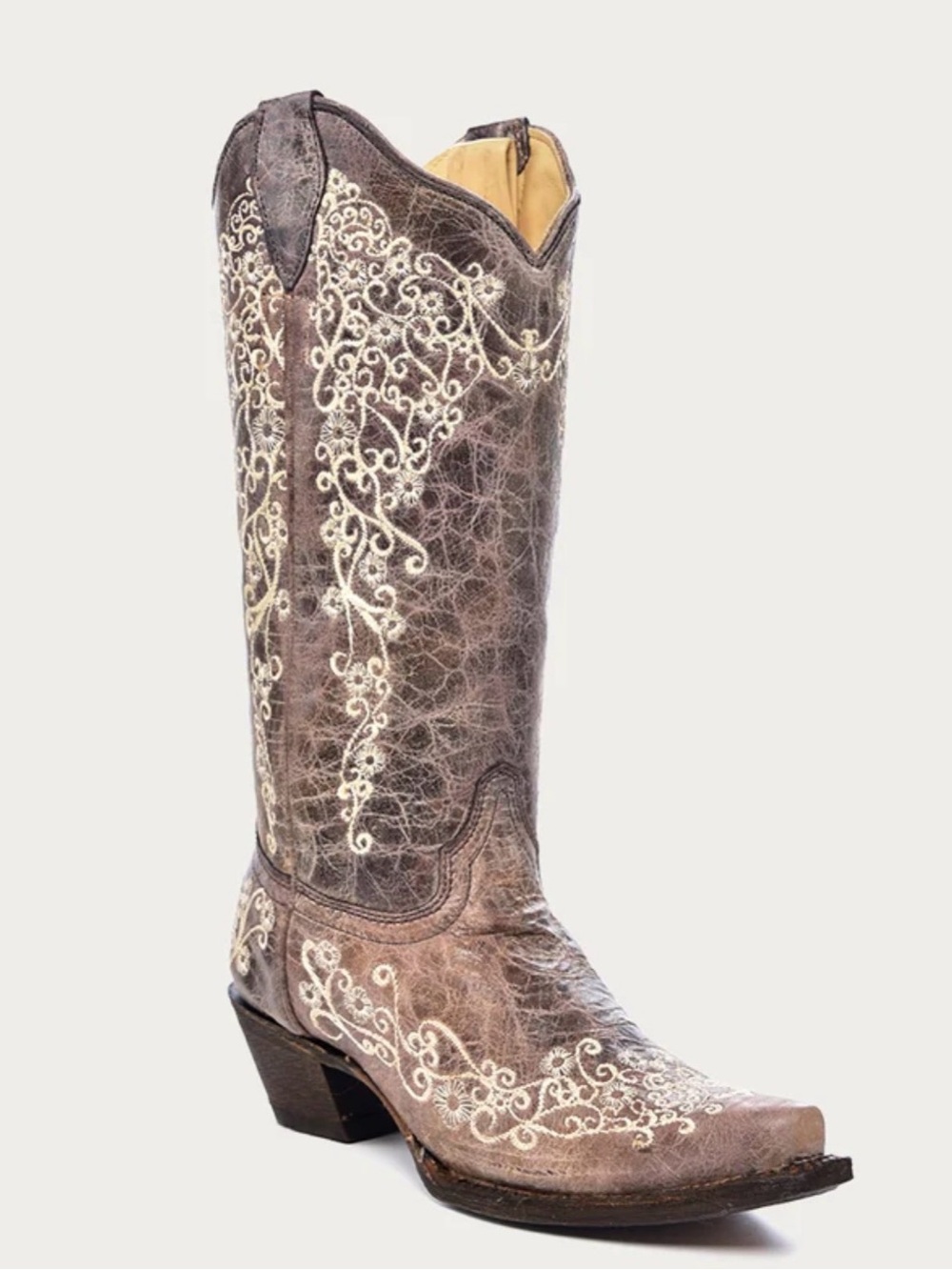 Corral Boots Brown floral embroidered A1094